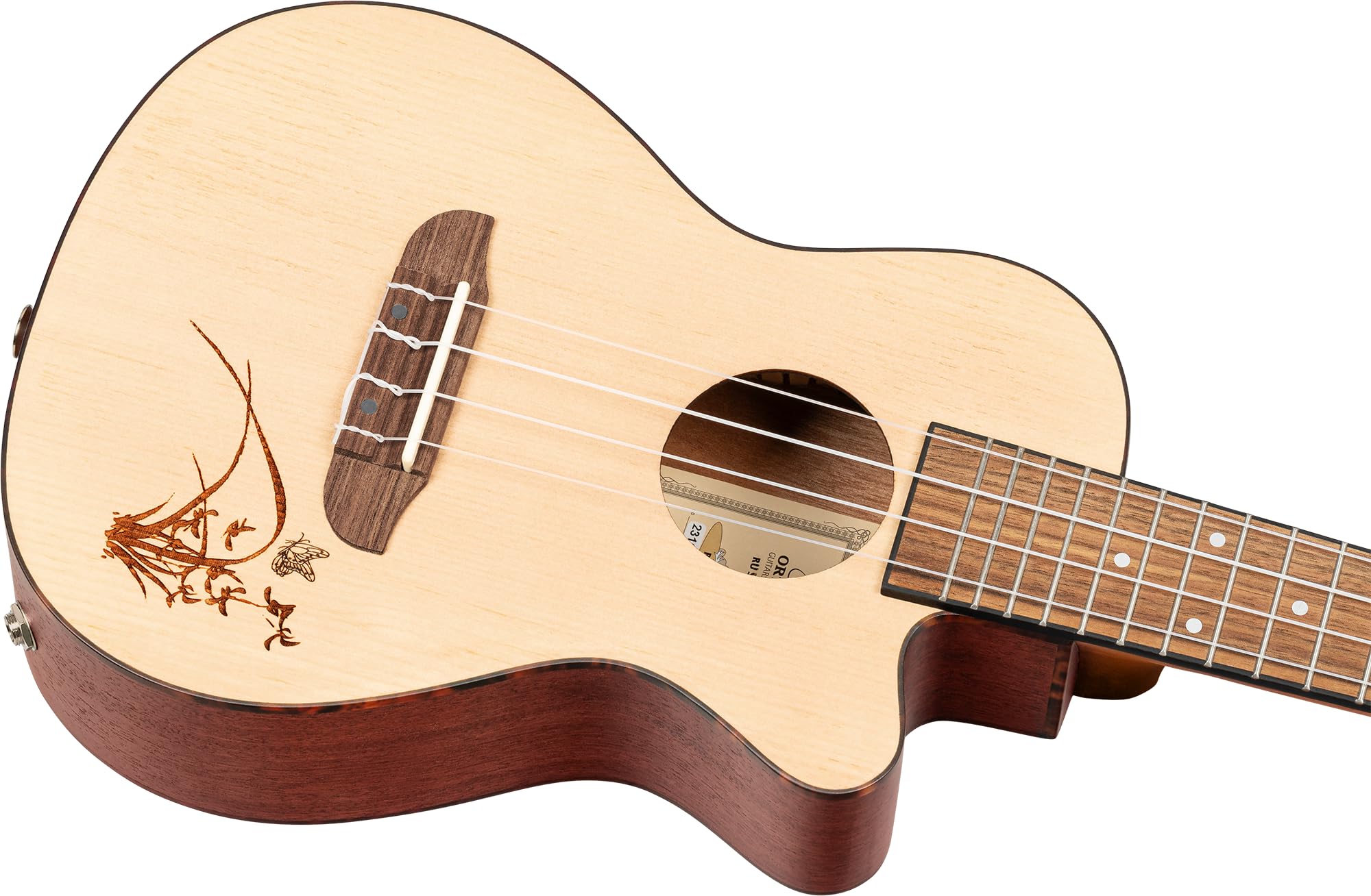 ortega-guitars-ru5ce-ukulele-concerto-elettrificato-cutaway-natural-bonfire-seri image 3