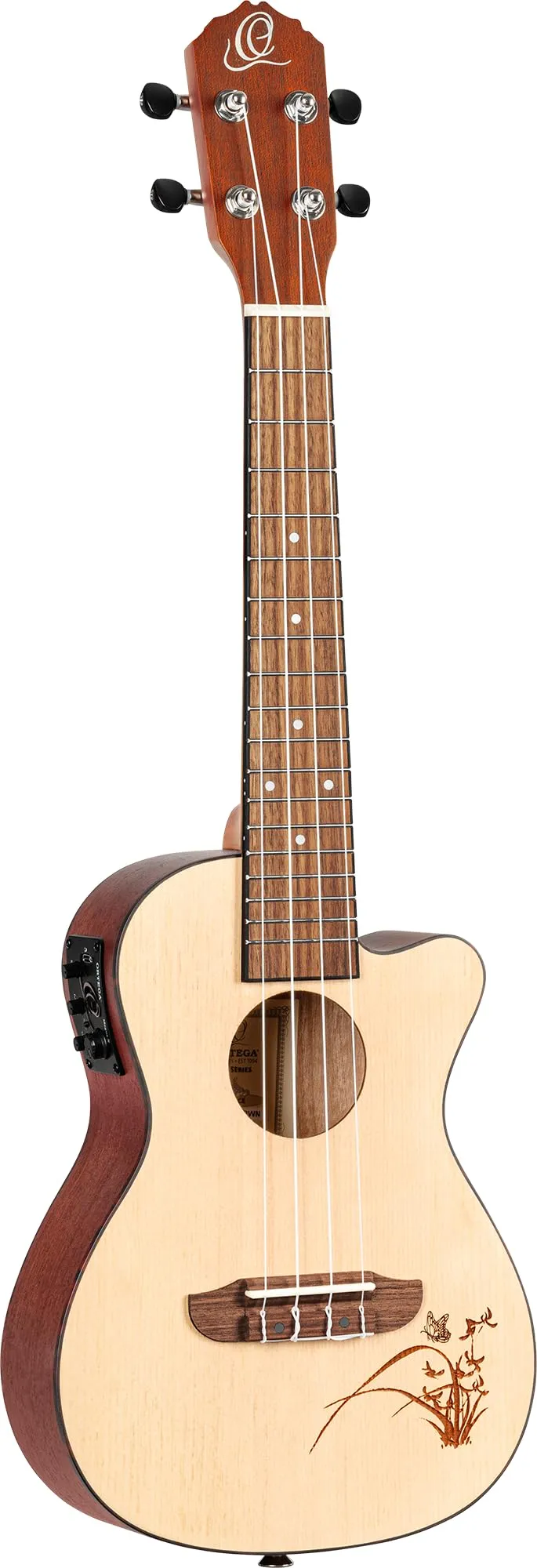 ortega-guitars-ru5ce-ukulele-concerto-elettrificato-cutaway-natural-bonfire-seri image 1