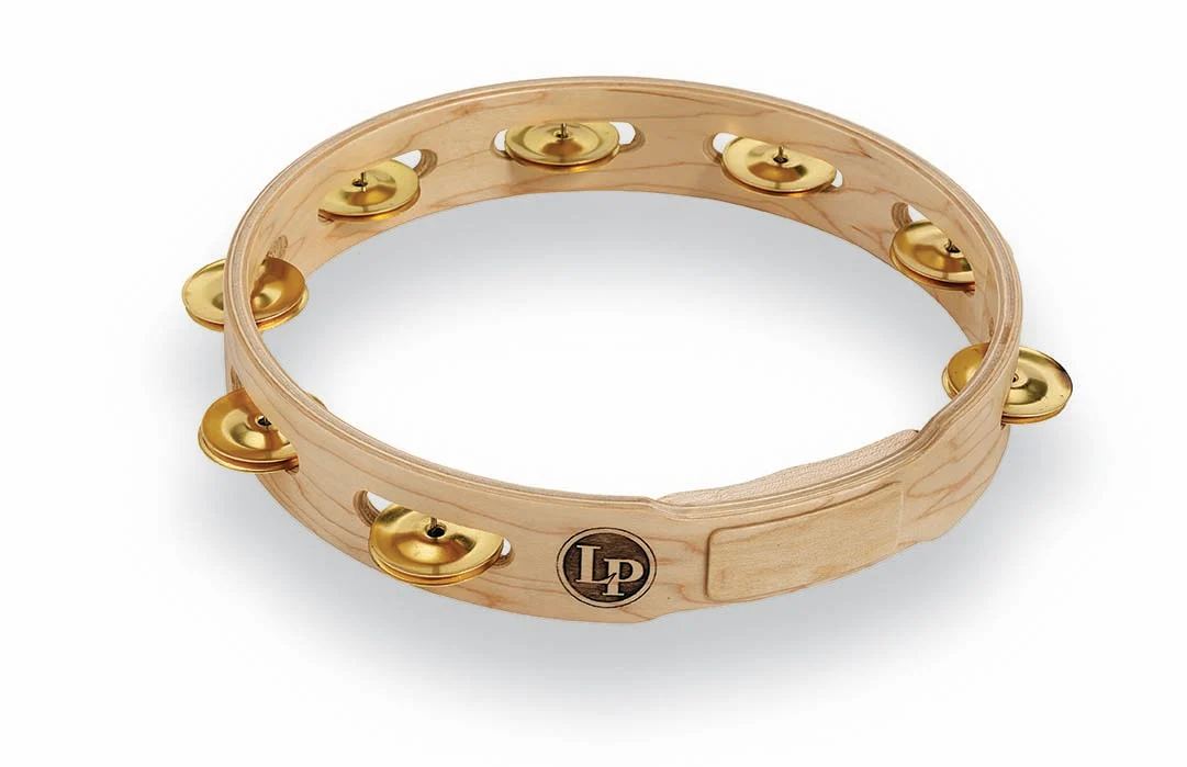 latin-percussion-tamburello-10-legno-acero-singola-fila-ottone image 2