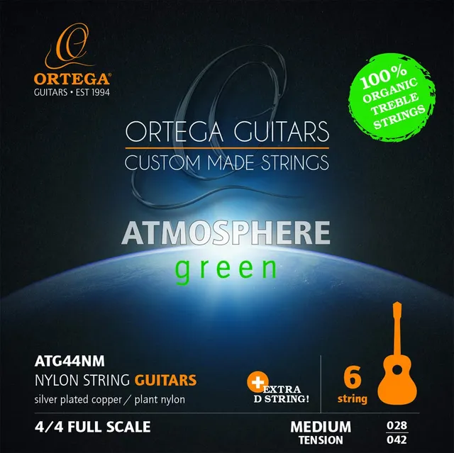ortega-guitars-atmosphere-green-atg44nm-corde-nylon-organico-chitarra-corda-d image 1