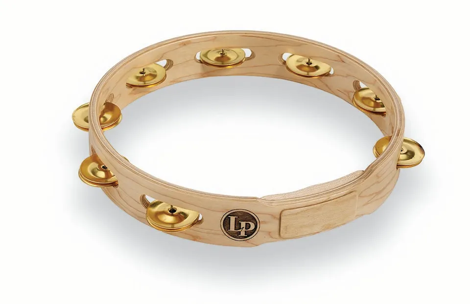 latin-percussion-tamburello-10-legno-acero-singola-fila-ottone image 1
