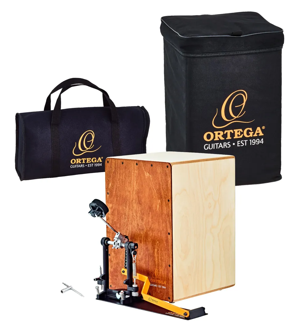 ortega-guitars-percussion-series-cajon-ostbcj-l-bu-bundle-con-pedale image 1