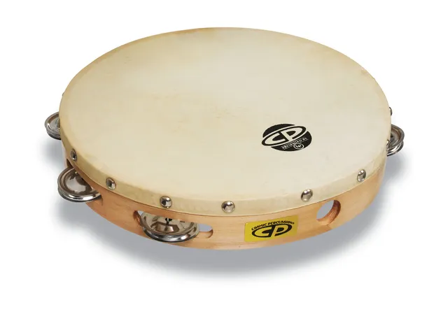 latin-percussion-cp-single-row-tambourine-steel-10-con-pelle image 1