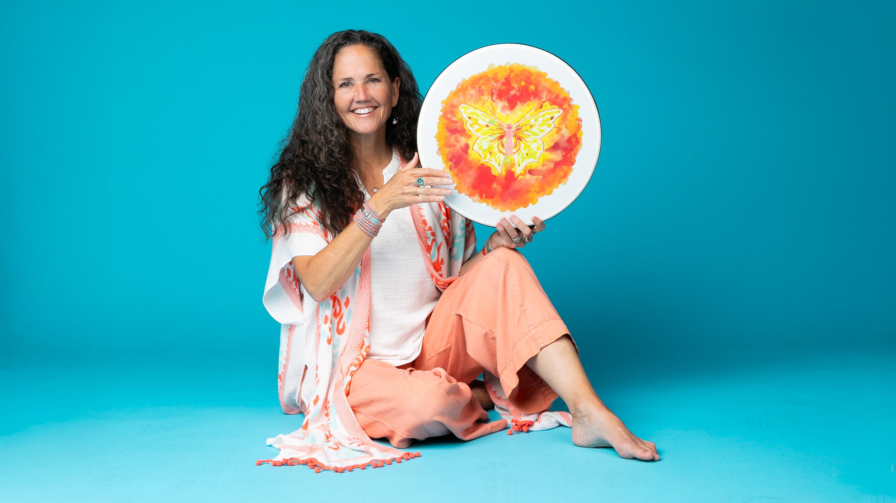 latin-percussion-sound-vibrations-frame-drum-16-orange-butterfly image 3