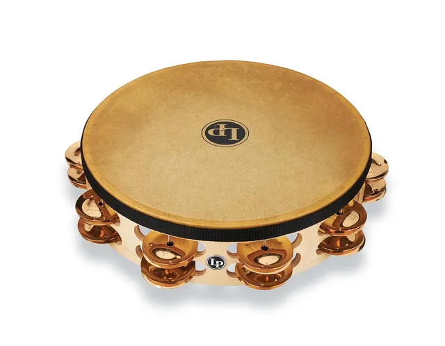 latin-percussion-pro-tamburello-a-sonagli-10-doppia-fila-bronze-con-pelle image 1